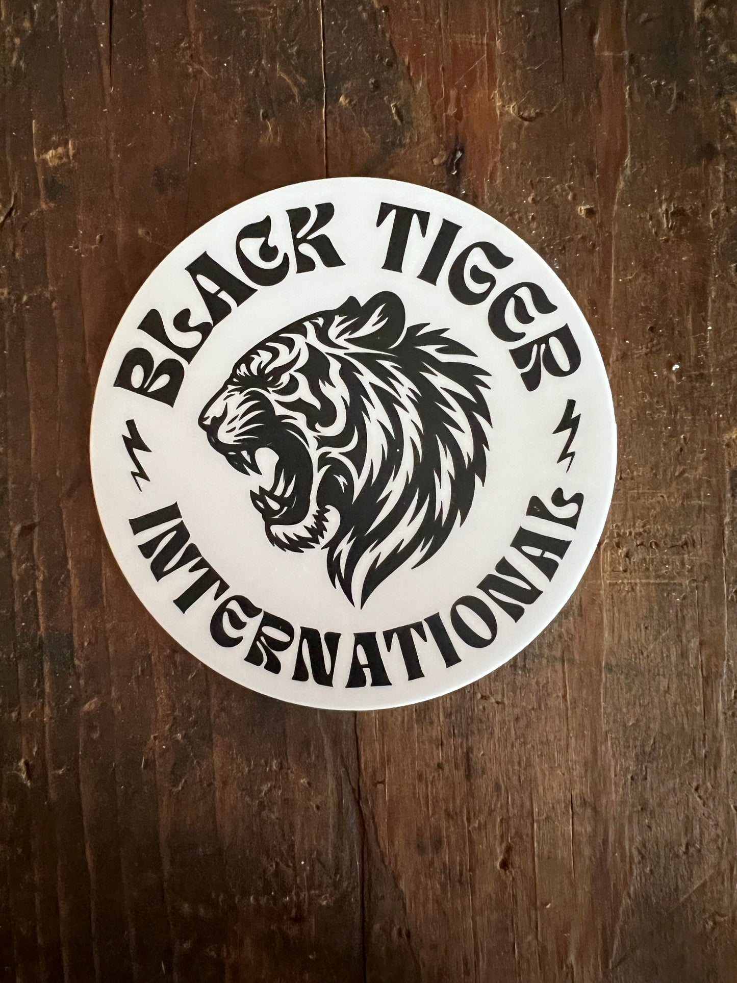 Black Tiger Circle Logo White